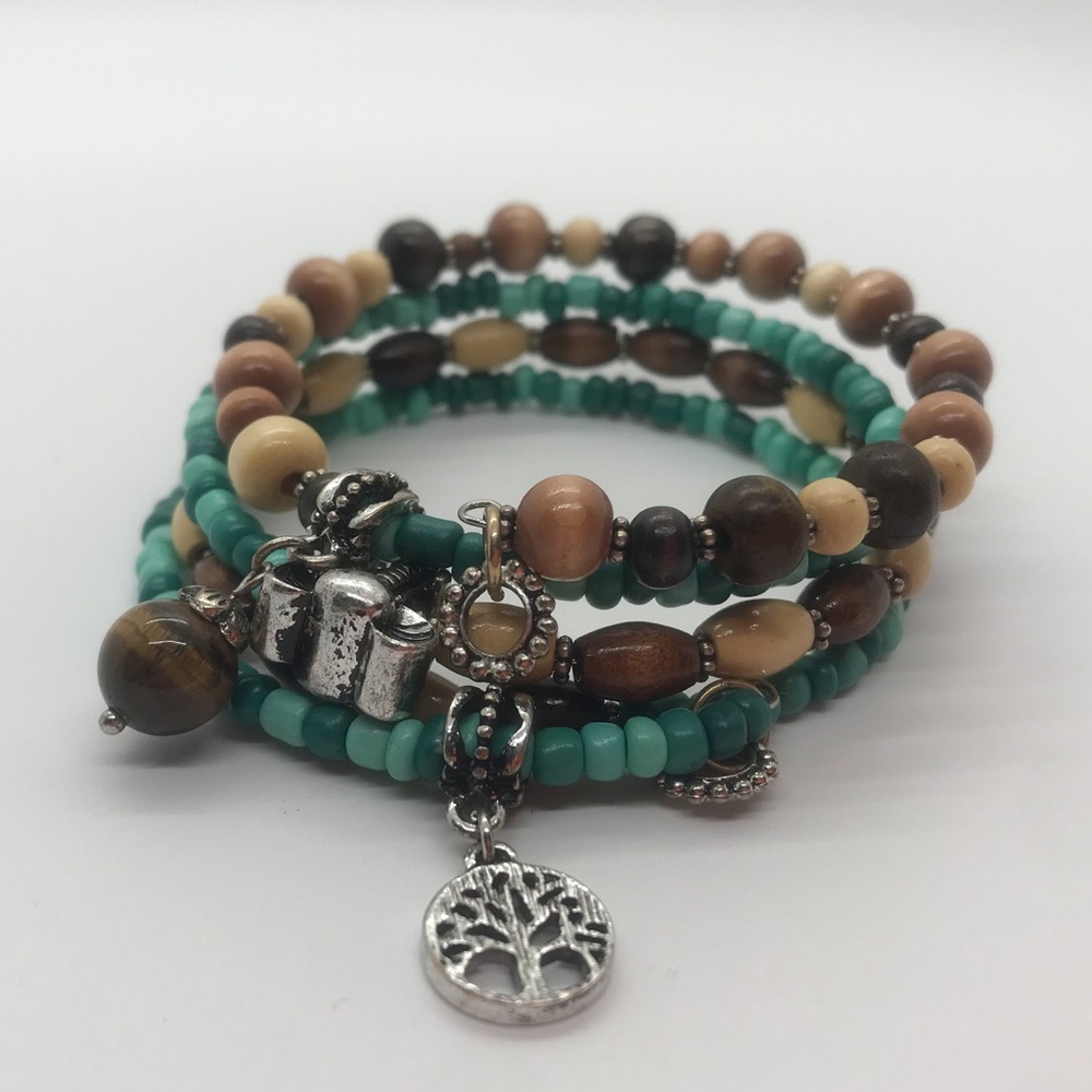 🎉HP🎉 Tree of Life, Elephant & Tigers Eye Charm bracelet